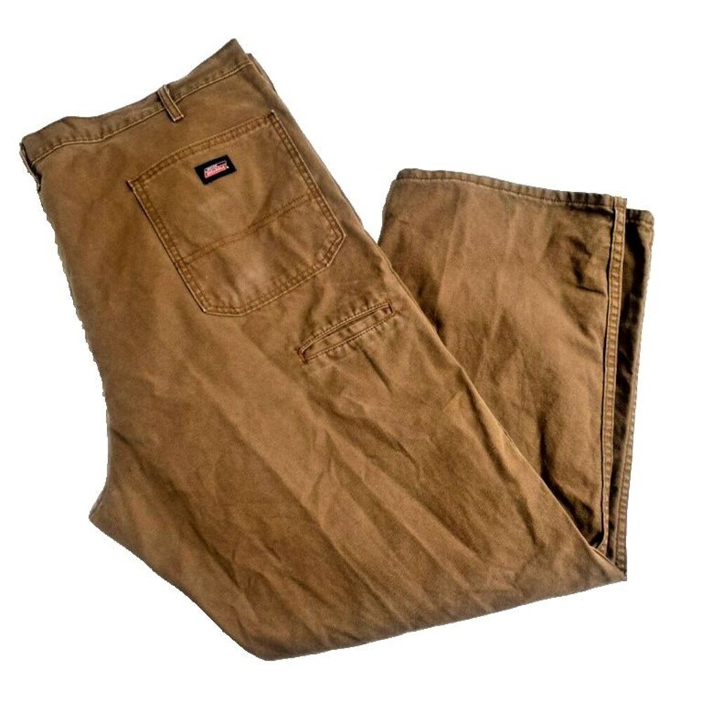 Dickies Pants Mens 44x30 Carpenter Utility Work Cotton Duck Canvas Brown